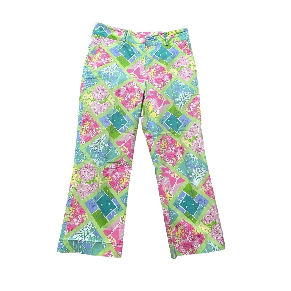 Lilly Pulitzer Capri Pants Womens 6 Multicolor Tropical Patchwork Stretch Preppy